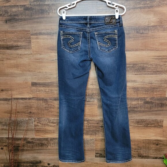 Silver Jeans Womens 28 Lola 17" Straight Embellished Medium Dark Wash Stretch - Picture 1 of 11